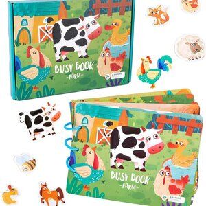 DIY Quiet Book for Toddlers, Montessori Busy Book for Kids Farm Animal Theme